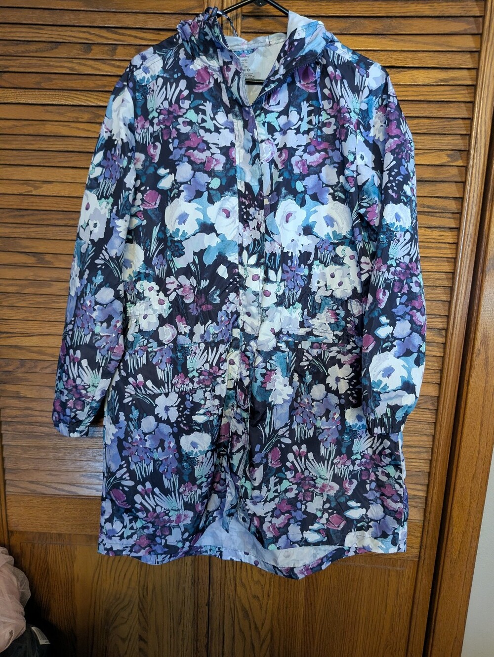 Vera Bradley packable raincoat Blue Floral Size Large Women's